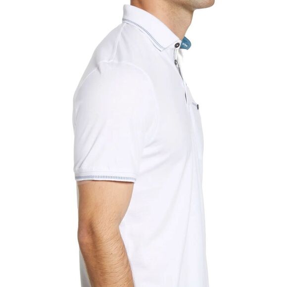 Ted Baker 6/XL White Blue Short Sleeve Cotton Blend Lightweight Polo - Picture 3 of 15